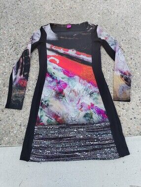 Save the Queen Abstract Multicolor Long Sleeve Dress Size m